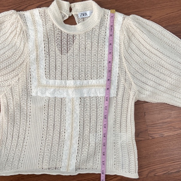Zara Romantic Knit Top Blouse Lace Trim Bloggers' Favorite - Picture 14 of 14